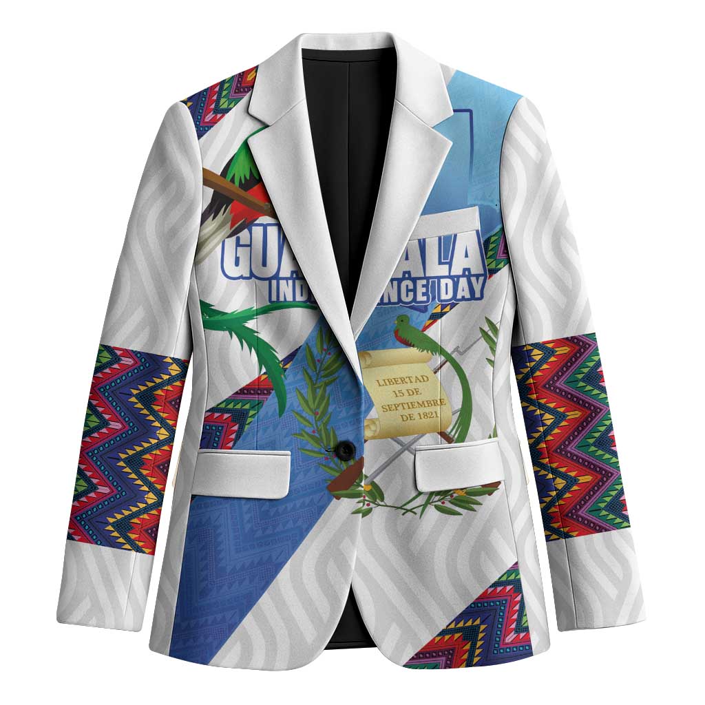 Guatemala Independence Day Blazer Resplendent Quetzal with Coat of Arms and Maya Textiles - Wonder Print Shop