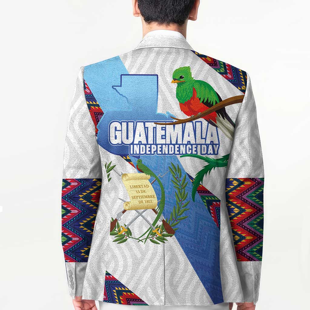 Guatemala Independence Day Blazer Resplendent Quetzal with Coat of Arms and Maya Textiles - Wonder Print Shop