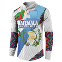 Guatemala Independence Day Button Sweatshirt Resplendent Quetzal with Coat of Arms and Maya Textiles - Wonder Print Shop