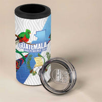 Guatemala Independence Day 4 in 1 Can Cooler Tumbler Resplendent Quetzal with Coat of Arms and Maya Textiles - Wonder Print Shop