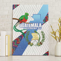 Guatemala Independence Day Canvas Wall Art Resplendent Quetzal with Coat of Arms and Maya Textiles - Wonder Print Shop