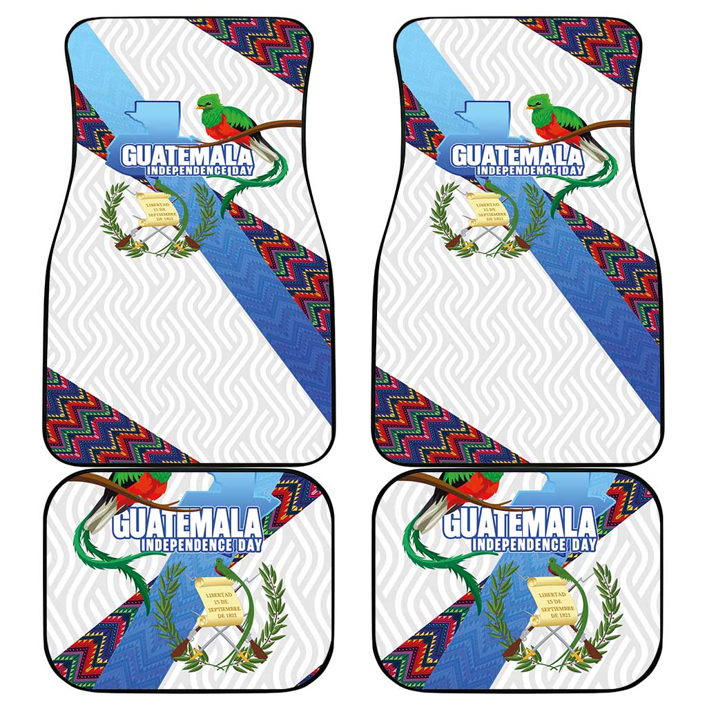 Guatemala Independence Day Car Mats Resplendent Quetzal with Coat of Arms and Maya Textiles - Wonder Print Shop