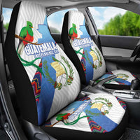 Guatemala Independence Day Car Seat Cover Resplendent Quetzal with Coat of Arms and Maya Textiles - Wonder Print Shop