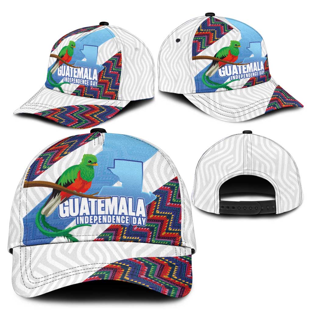 Guatemala Independence Day Classic Cap Resplendent Quetzal with Coat of Arms and Maya Textiles - Wonder Print Shop