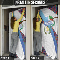 Guatemala Independence Day Door Cover Resplendent Quetzal with Coat of Arms and Maya Textiles - Wonder Print Shop