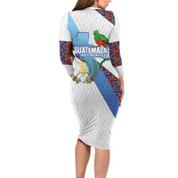 Guatemala Independence Day Family Matching Long Sleeve Bodycon Dress and Hawaiian Shirt Resplendent Quetzal with Coat of Arms and Maya Textiles - Wonder Print Shop
