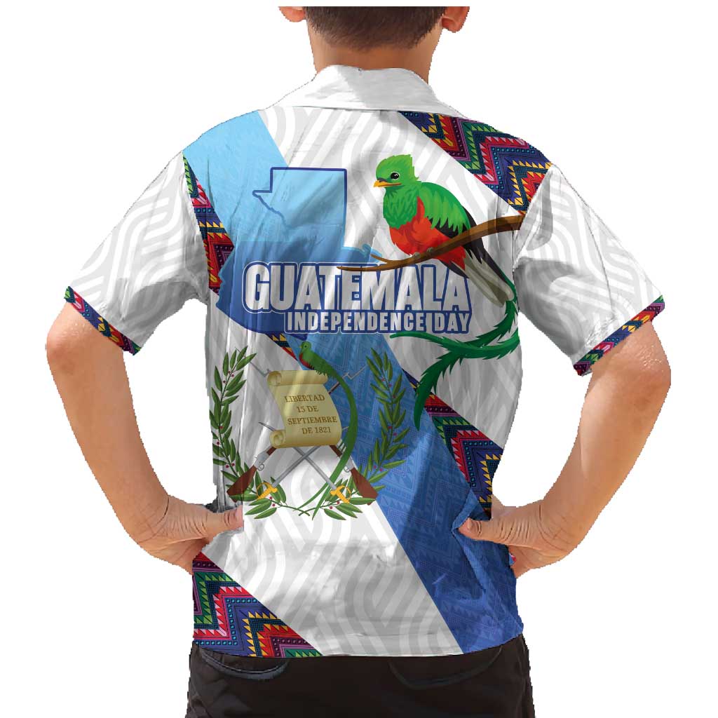 Guatemala Independence Day Family Matching Mermaid Dress and Hawaiian Shirt Resplendent Quetzal with Coat of Arms and Maya Textiles - Wonder Print Shop