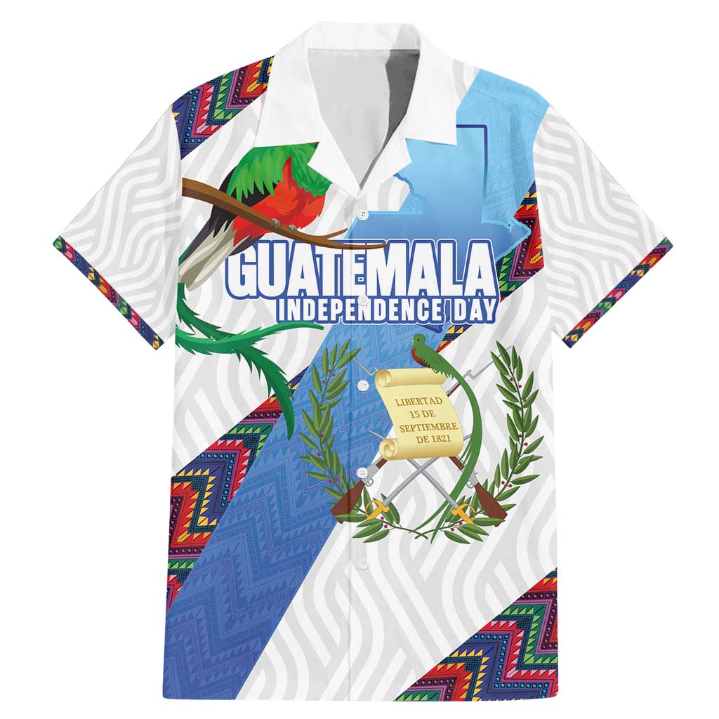 Guatemala Independence Day Family Matching Mermaid Dress and Hawaiian Shirt Resplendent Quetzal with Coat of Arms and Maya Textiles - Wonder Print Shop