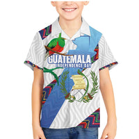 Guatemala Independence Day Family Matching Mermaid Dress and Hawaiian Shirt Resplendent Quetzal with Coat of Arms and Maya Textiles - Wonder Print Shop