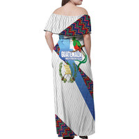 Guatemala Independence Day Family Matching Off Shoulder Maxi Dress and Hawaiian Shirt Resplendent Quetzal with Coat of Arms and Maya Textiles - Wonder Print Shop
