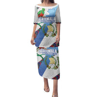 Guatemala Independence Day Family Matching Puletasi and Hawaiian Shirt Resplendent Quetzal with Coat of Arms and Maya Textiles - Wonder Print Shop