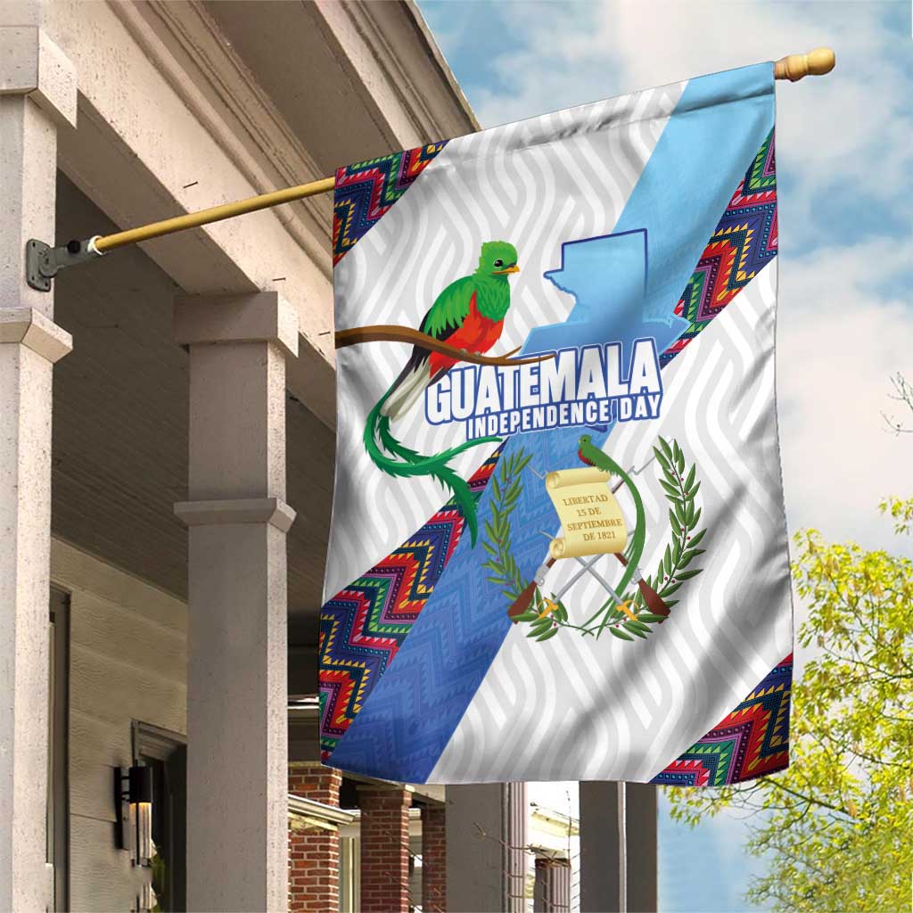 Guatemala Independence Day Garden Flag Resplendent Quetzal with Coat of Arms and Maya Textiles - Wonder Print Shop