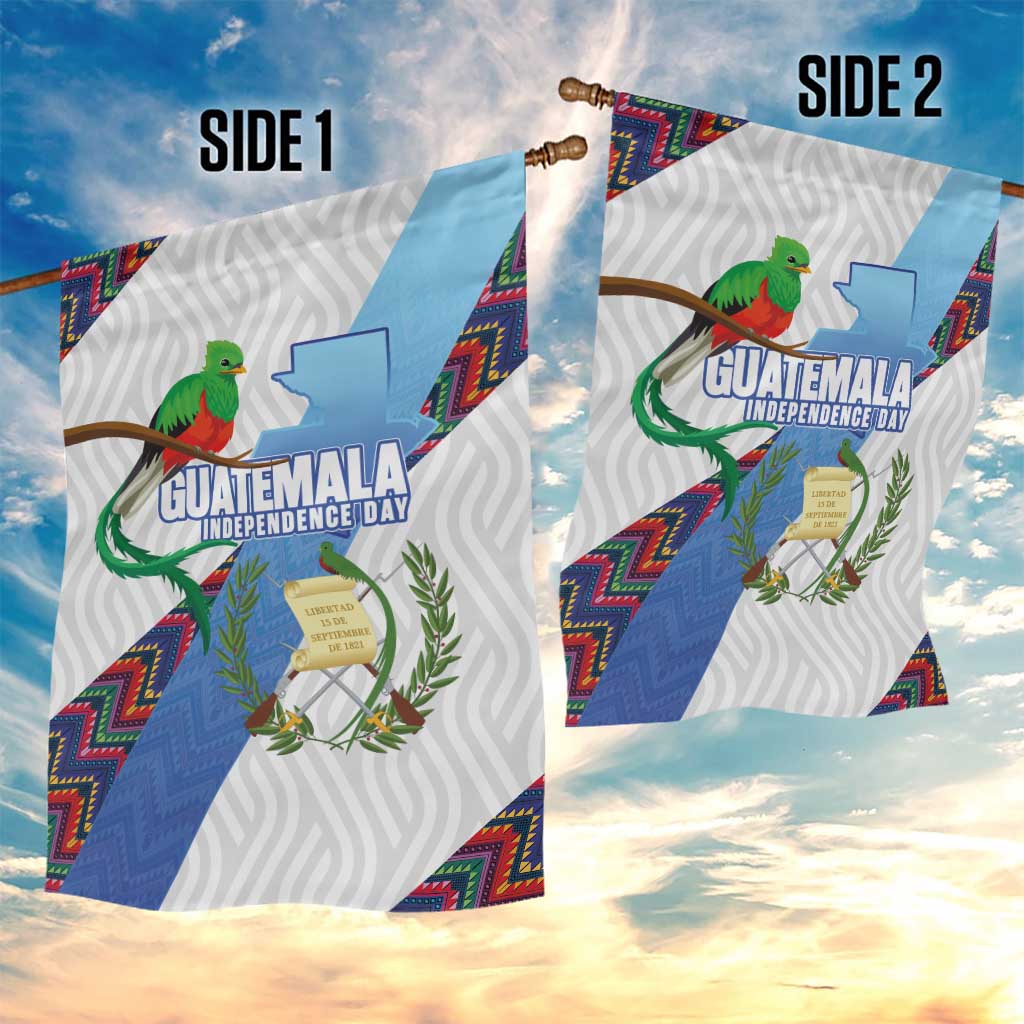 Guatemala Independence Day Garden Flag Resplendent Quetzal with Coat of Arms and Maya Textiles - Wonder Print Shop