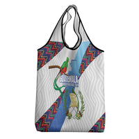 Guatemala Independence Day Grocery Bag Resplendent Quetzal with Coat of Arms and Maya Textiles - Wonder Print Shop