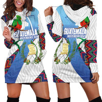 Guatemala Independence Day Hoodie Dress Resplendent Quetzal with Coat of Arms and Maya Textiles - Wonder Print Shop
