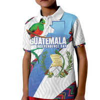 Guatemala Independence Day Kid Polo Shirt Resplendent Quetzal with Coat of Arms and Maya Textiles - Wonder Print Shop