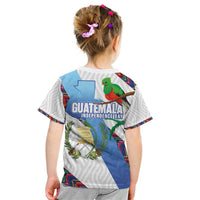 Guatemala Independence Day Kid T Shirt Resplendent Quetzal with Coat of Arms and Maya Textiles - Wonder Print Shop