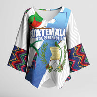 Guatemala Independence Day Kimono Sleeve Blouse Resplendent Quetzal with Coat of Arms and Maya Textiles - Wonder Print Shop