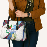 Guatemala Independence Day Leather Bag Resplendent Quetzal with Coat of Arms and Maya Textiles - Wonder Print Shop