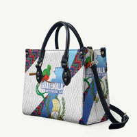 Guatemala Independence Day Leather Bag Resplendent Quetzal with Coat of Arms and Maya Textiles - Wonder Print Shop