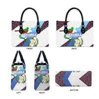Guatemala Independence Day Leather Bag Resplendent Quetzal with Coat of Arms and Maya Textiles - Wonder Print Shop