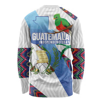 Guatemala Independence Day Long Sleeve Shirt Resplendent Quetzal with Coat of Arms and Maya Textiles - Wonder Print Shop