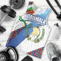 Guatemala Independence Day Men Tank Top Resplendent Quetzal with Coat of Arms and Maya Textiles - Wonder Print Shop