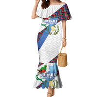 Guatemala Independence Day Mermaid Dress Resplendent Quetzal with Coat of Arms and Maya Textiles - Wonder Print Shop
