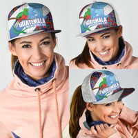 Guatemala Independence Day Mesh Trucker Cap Resplendent Quetzal with Coat of Arms and Maya Textiles - Wonder Print Shop
