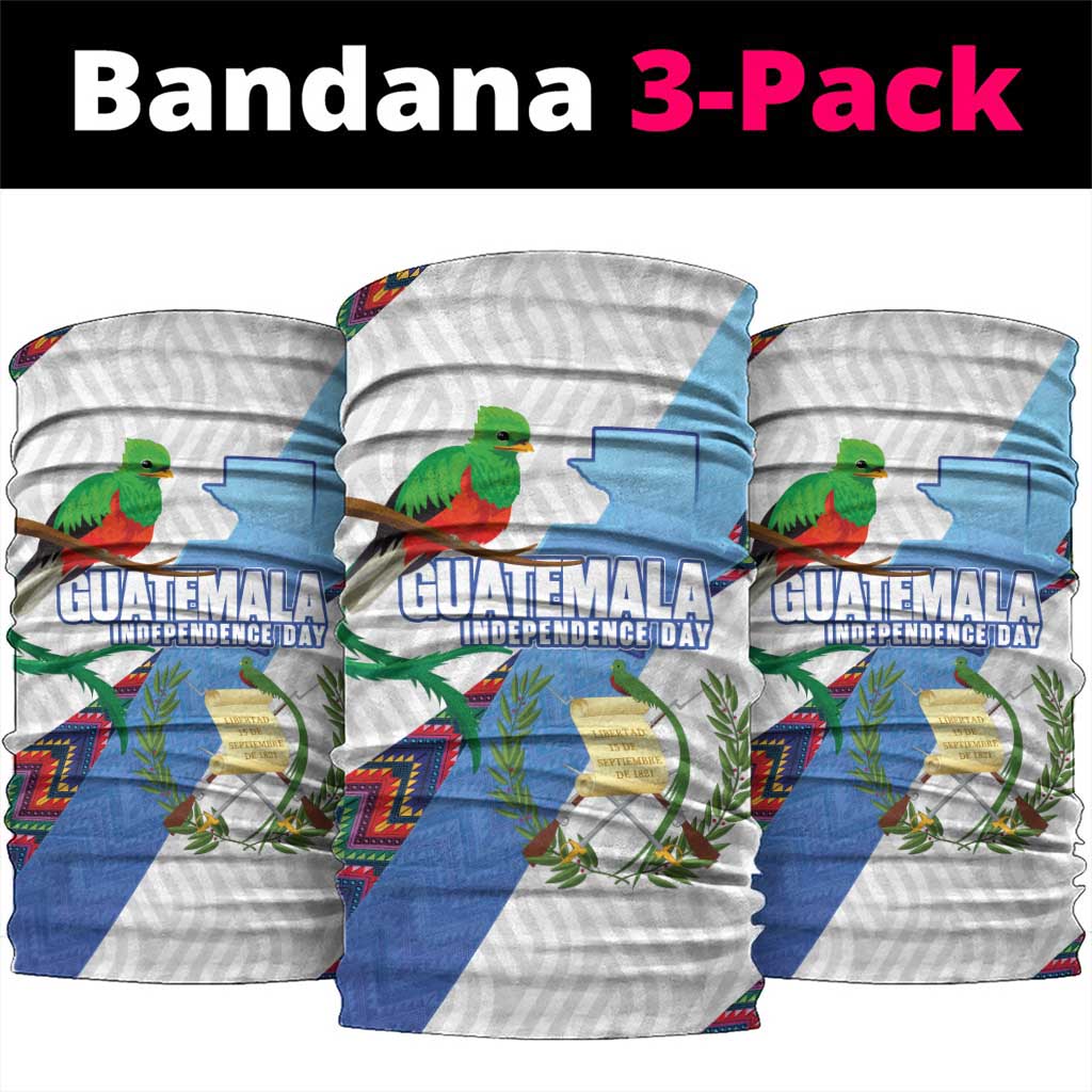 Guatemala Independence Day Neck Gaiter Resplendent Quetzal with Coat of Arms and Maya Textiles LT03