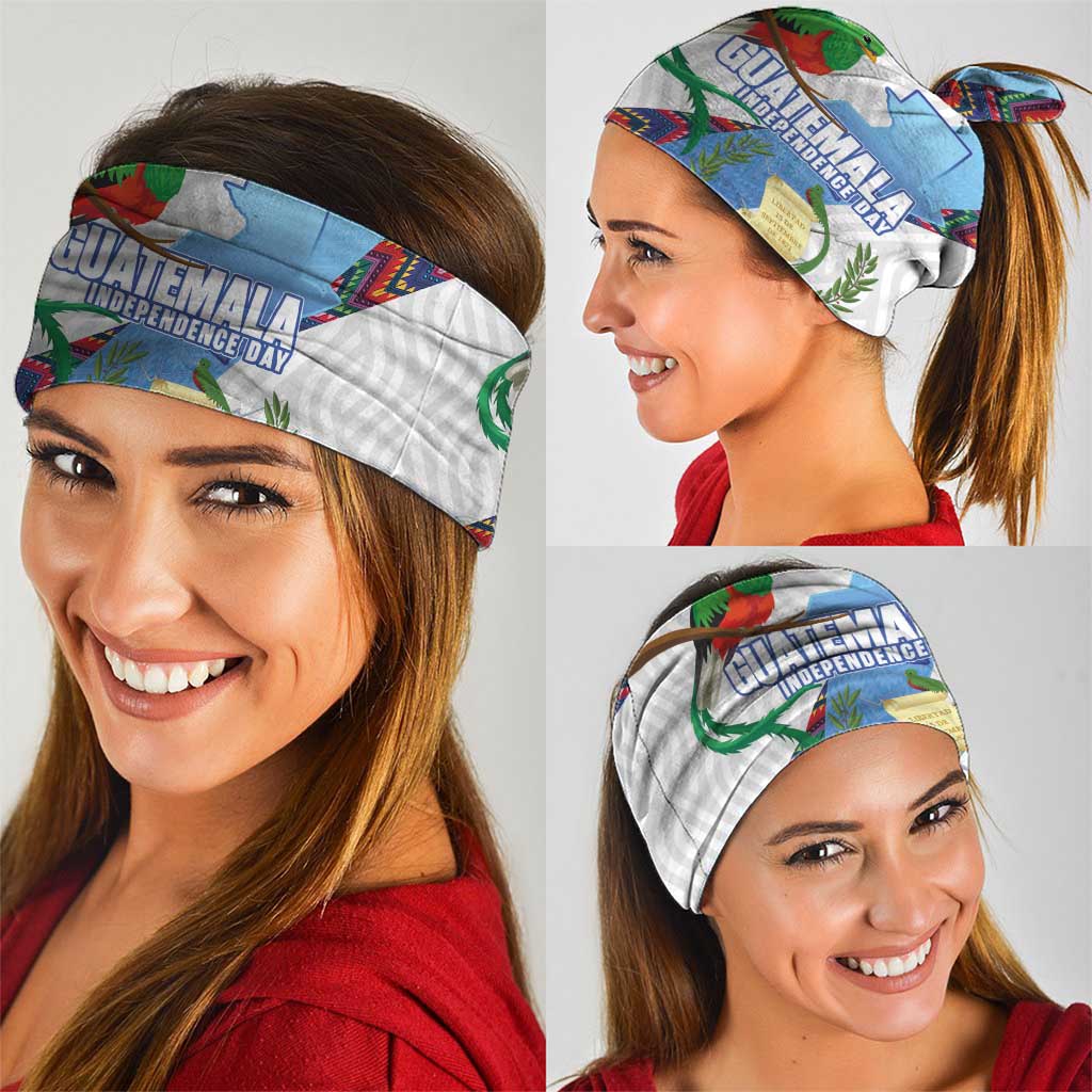 Guatemala Independence Day Neck Gaiter Resplendent Quetzal with Coat of Arms and Maya Textiles LT03