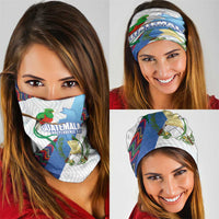 Guatemala Independence Day Neck Gaiter Resplendent Quetzal with Coat of Arms and Maya Textiles LT03