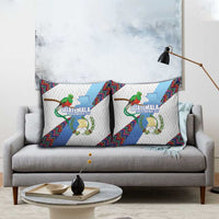Guatemala Independence Day Pillow Cover Resplendent Quetzal with Coat of Arms and Maya Textiles - Wonder Print Shop