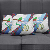 Guatemala Independence Day Pillow Cover Resplendent Quetzal with Coat of Arms and Maya Textiles - Wonder Print Shop