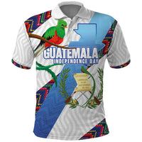 Guatemala Independence Day Polo Shirt Resplendent Quetzal with Coat of Arms and Maya Textiles - Wonder Print Shop