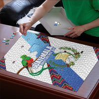 Guatemala Independence Day Puzzle Resplendent Quetzal with Coat of Arms and Maya Textiles - Wonder Print Shop