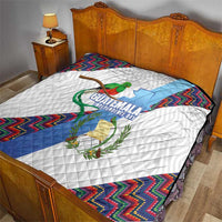 Guatemala Independence Day Quilt Resplendent Quetzal with Coat of Arms and Maya Textiles - Wonder Print Shop