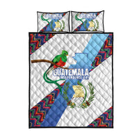 Guatemala Independence Day Quilt Bed Set Resplendent Quetzal with Coat of Arms and Maya Textiles - Wonder Print Shop