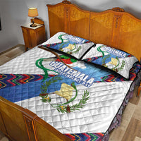Guatemala Independence Day Quilt Bed Set Resplendent Quetzal with Coat of Arms and Maya Textiles - Wonder Print Shop