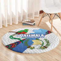 Guatemala Independence Day Round Carpet Resplendent Quetzal with Coat of Arms and Maya Textiles - Wonder Print Shop
