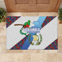 Guatemala Independence Day Rubber Doormat Resplendent Quetzal with Coat of Arms and Maya Textiles - Wonder Print Shop