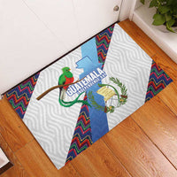 Guatemala Independence Day Rubber Doormat Resplendent Quetzal with Coat of Arms and Maya Textiles - Wonder Print Shop