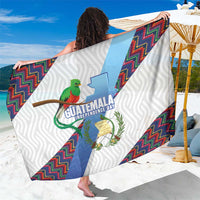 Guatemala Independence Day Sarong Resplendent Quetzal with Coat of Arms and Maya Textiles - Wonder Print Shop