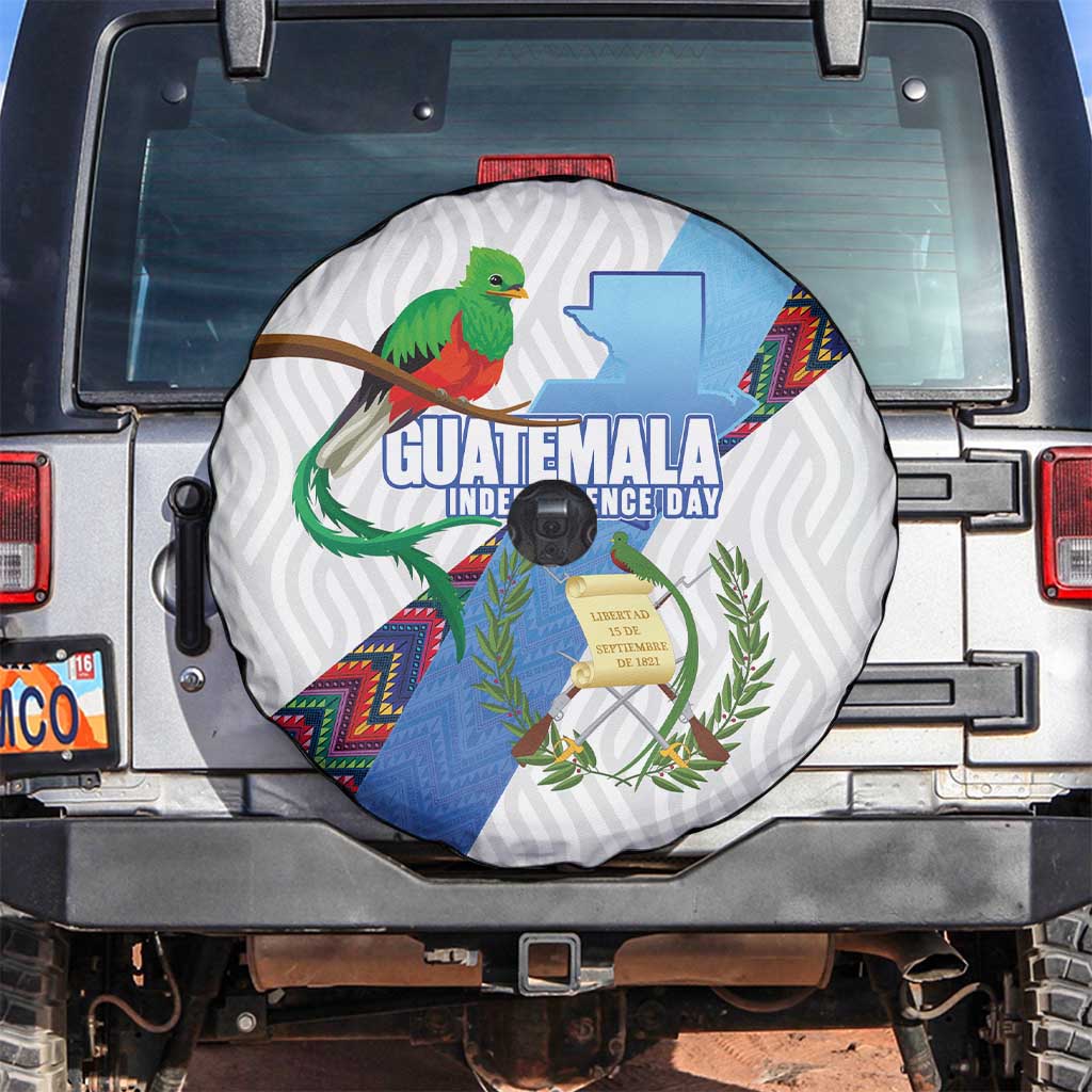 Guatemala Independence Day Spare Tire Cover Resplendent Quetzal with Coat of Arms and Maya Textiles - Wonder Print Shop