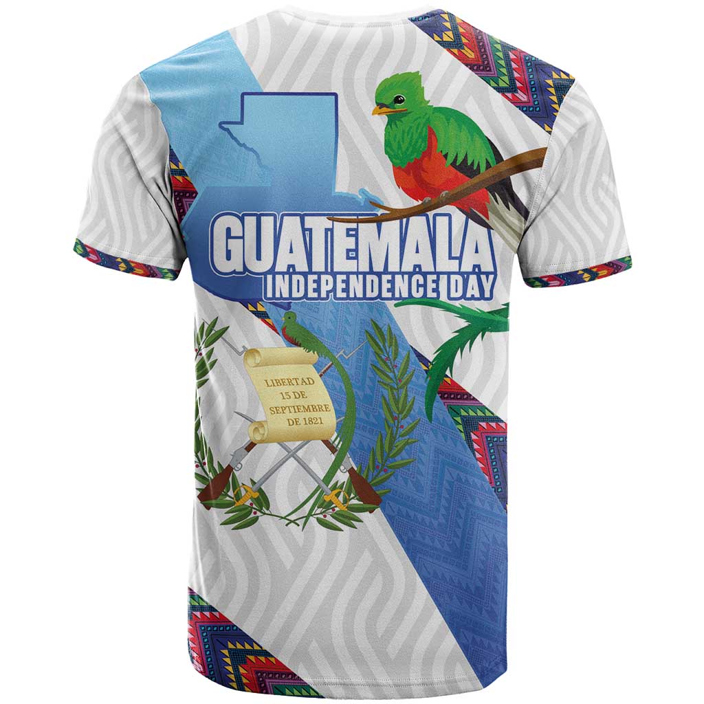 Guatemala Independence Day T Shirt Resplendent Quetzal with Coat of Arms and Maya Textiles - Wonder Print Shop