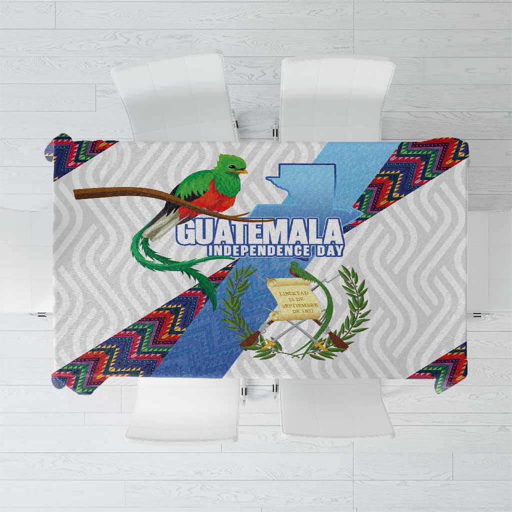Guatemala Independence Day Tablecloth Resplendent Quetzal with Coat of Arms and Maya Textiles - Wonder Print Shop