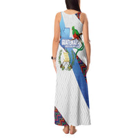 Guatemala Independence Day Tank Maxi Dress Resplendent Quetzal with Coat of Arms and Maya Textiles - Wonder Print Shop