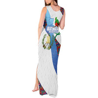 Guatemala Independence Day Tank Maxi Dress Resplendent Quetzal with Coat of Arms and Maya Textiles - Wonder Print Shop