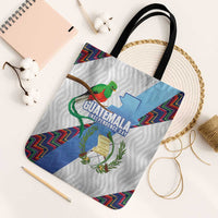 Guatemala Independence Day Tote Bag Resplendent Quetzal with Coat of Arms and Maya Textiles - Wonder Print Shop