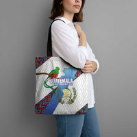 Guatemala Independence Day Tote Bag Resplendent Quetzal with Coat of Arms and Maya Textiles - Wonder Print Shop